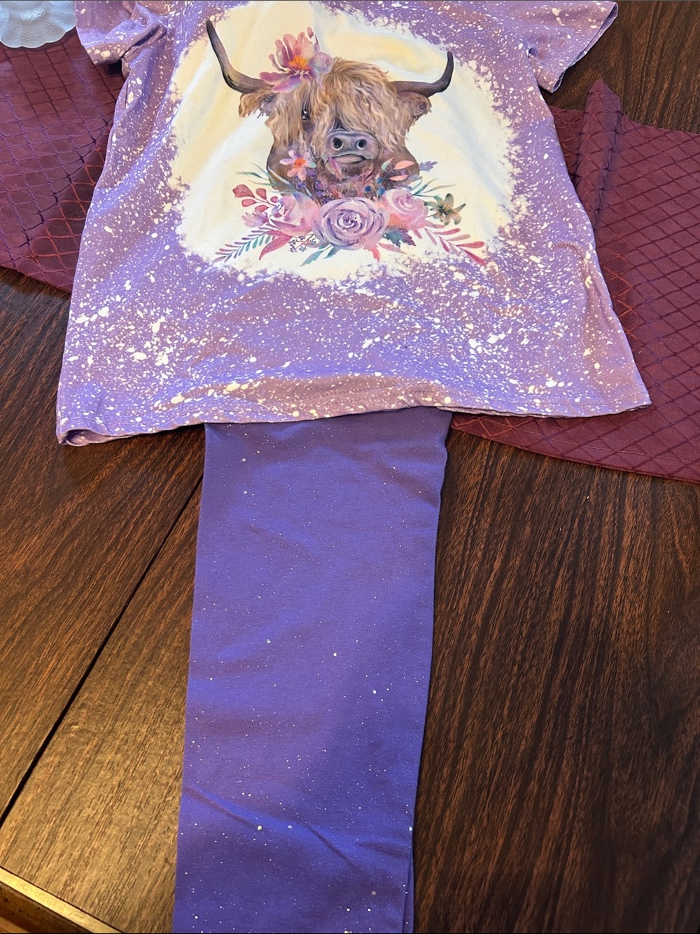 Purple Cow Graphic Tee and Leggings Set